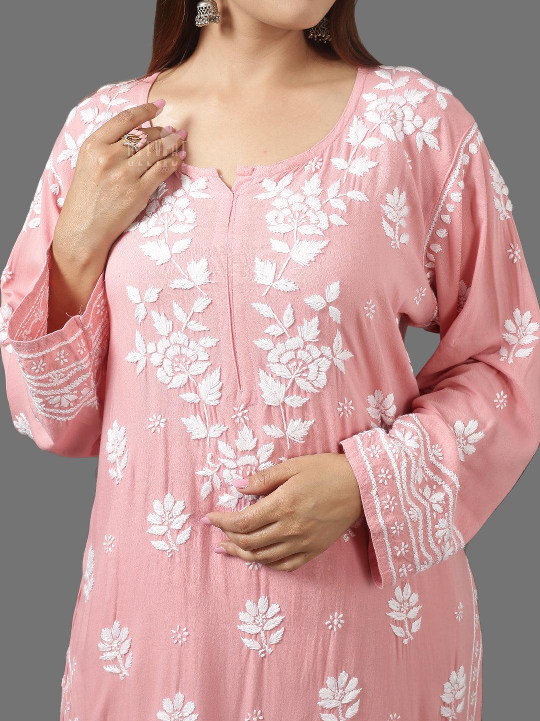 Chikankari Rayon Kurta Pant Set - Clevibe Fashions