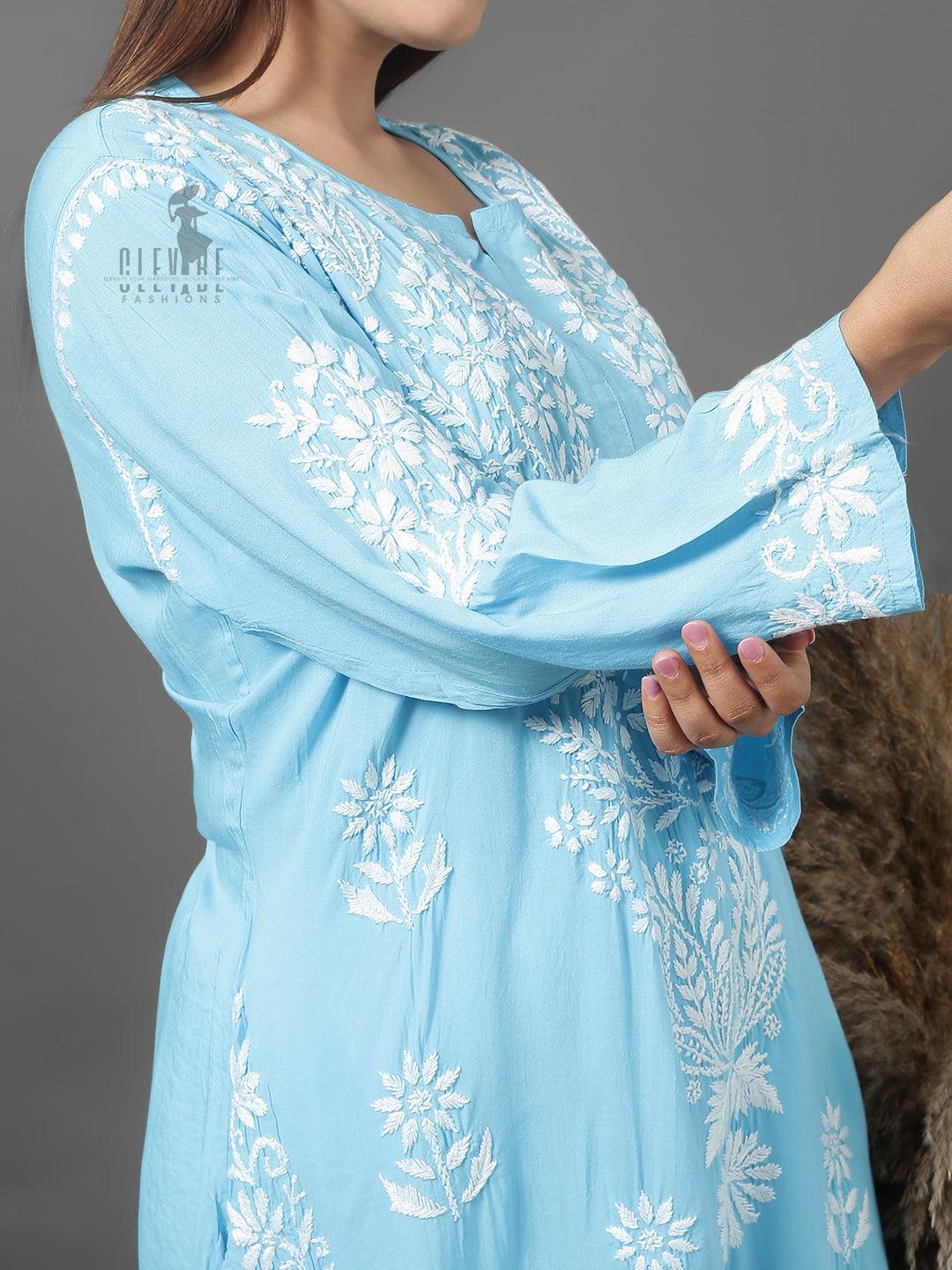 Chikankari Modal Cotton Kurtis - Clevibe Fashions