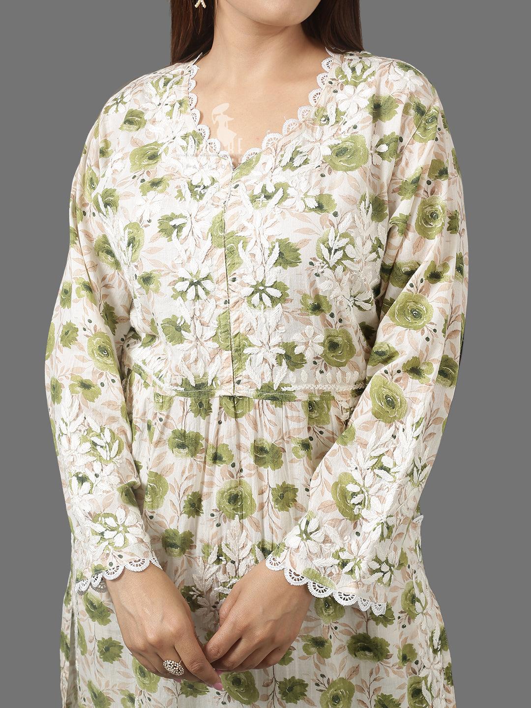 Chikankari Mul Cotton | Printed Set With Pockets - Clevibe Fashions