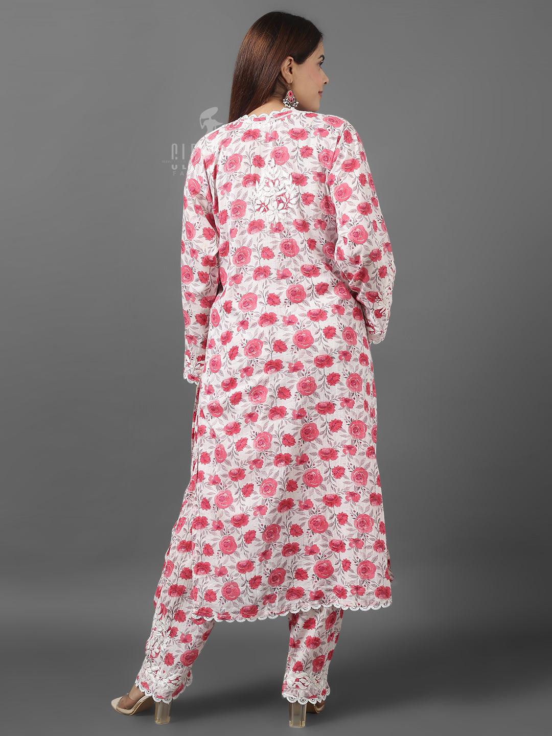 Chikankari Mul Cotton | Printed Set With Pockets - Clevibe Fashions