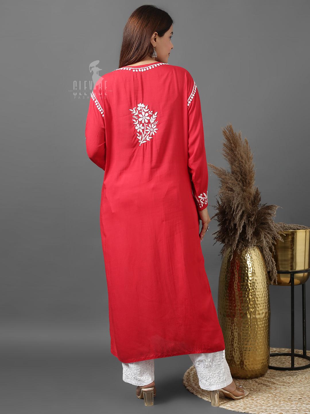 Chikankari Modal Cotton Kurtis - Clevibe Fashions